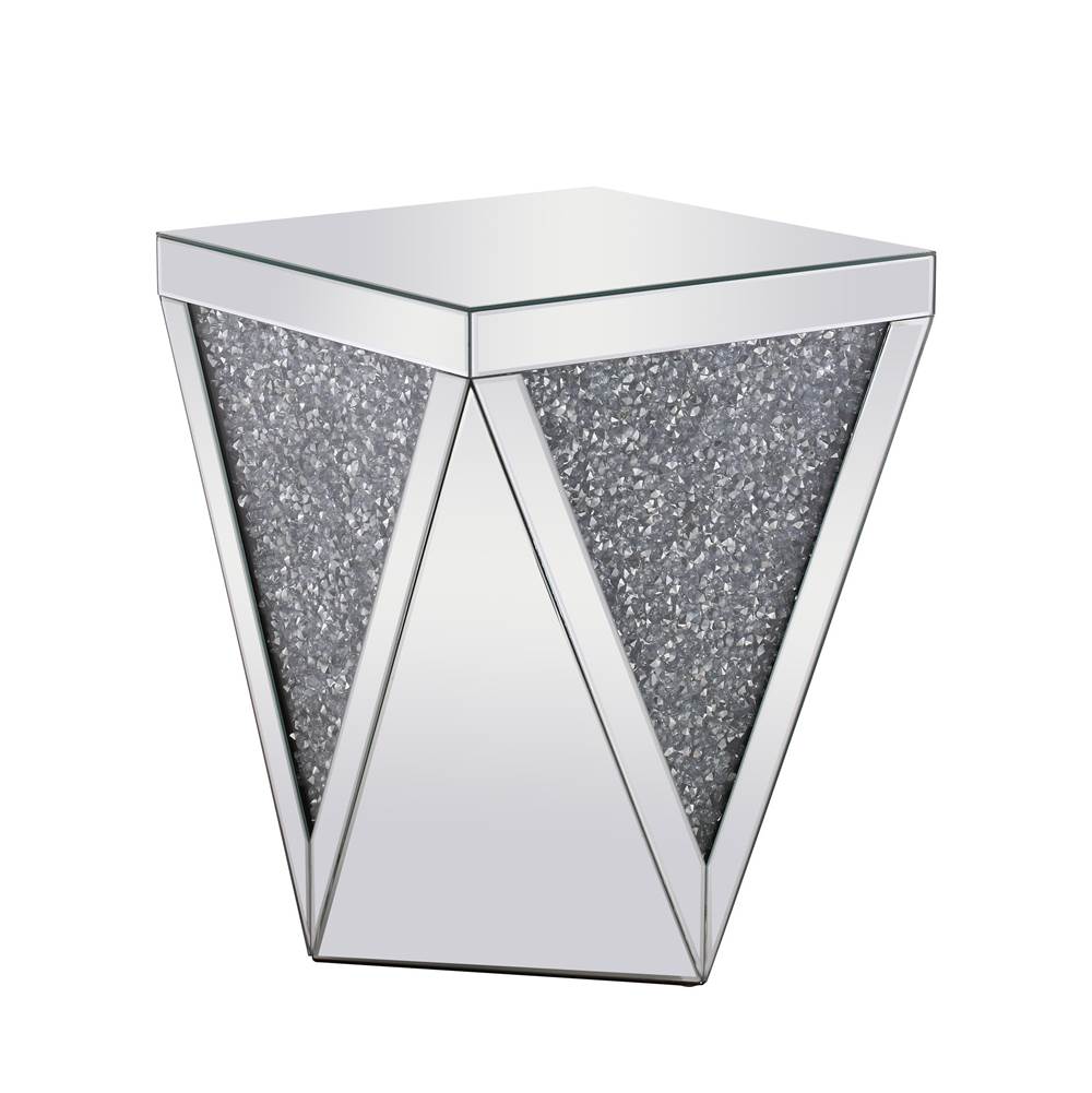 Elegant Lighting 18.5 Inch Crystal End Table Silver Royal Cut Crystal