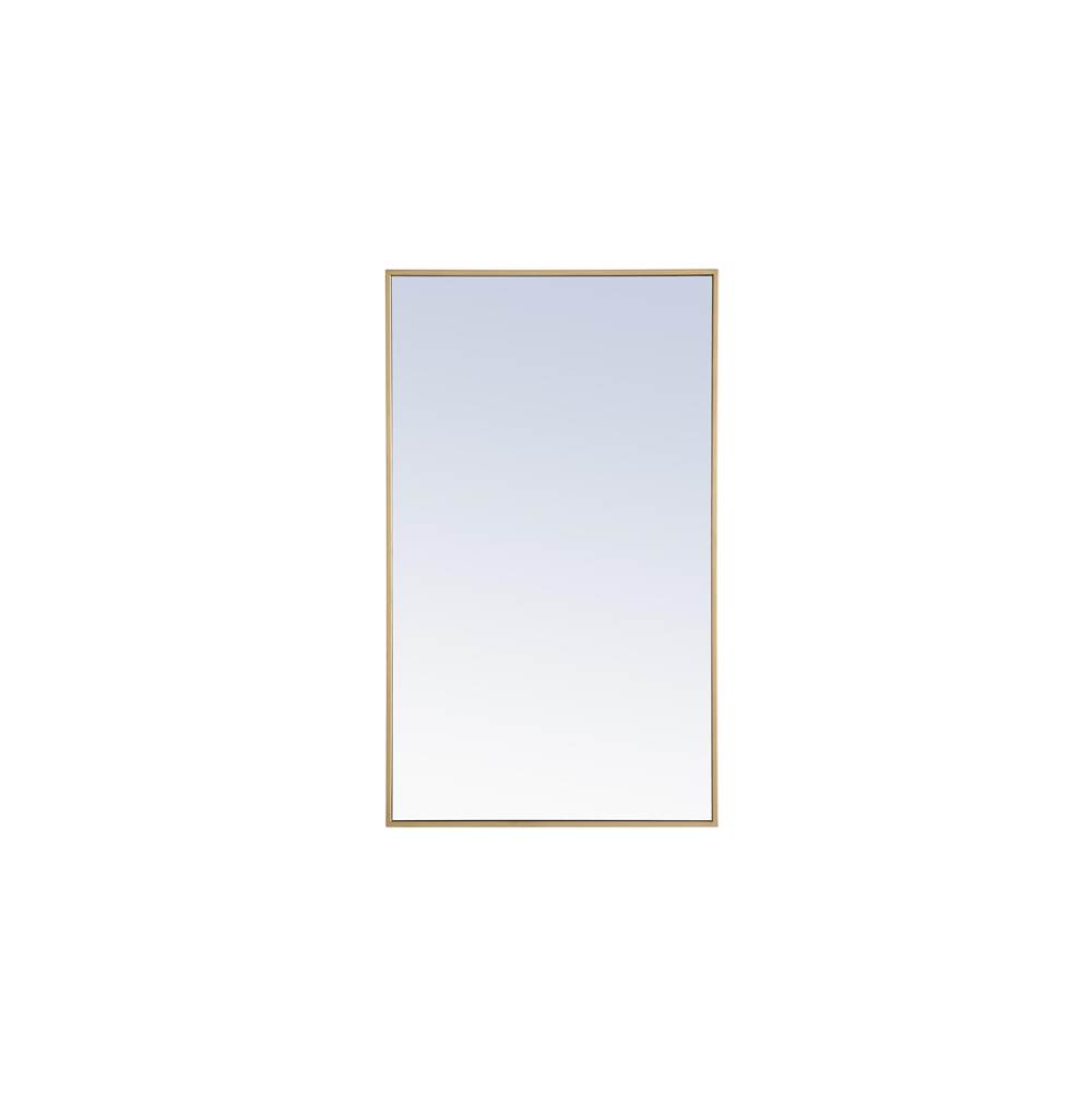 Elegant Lighting Metal Frame Rectangle Mirror 24 Inch Brass