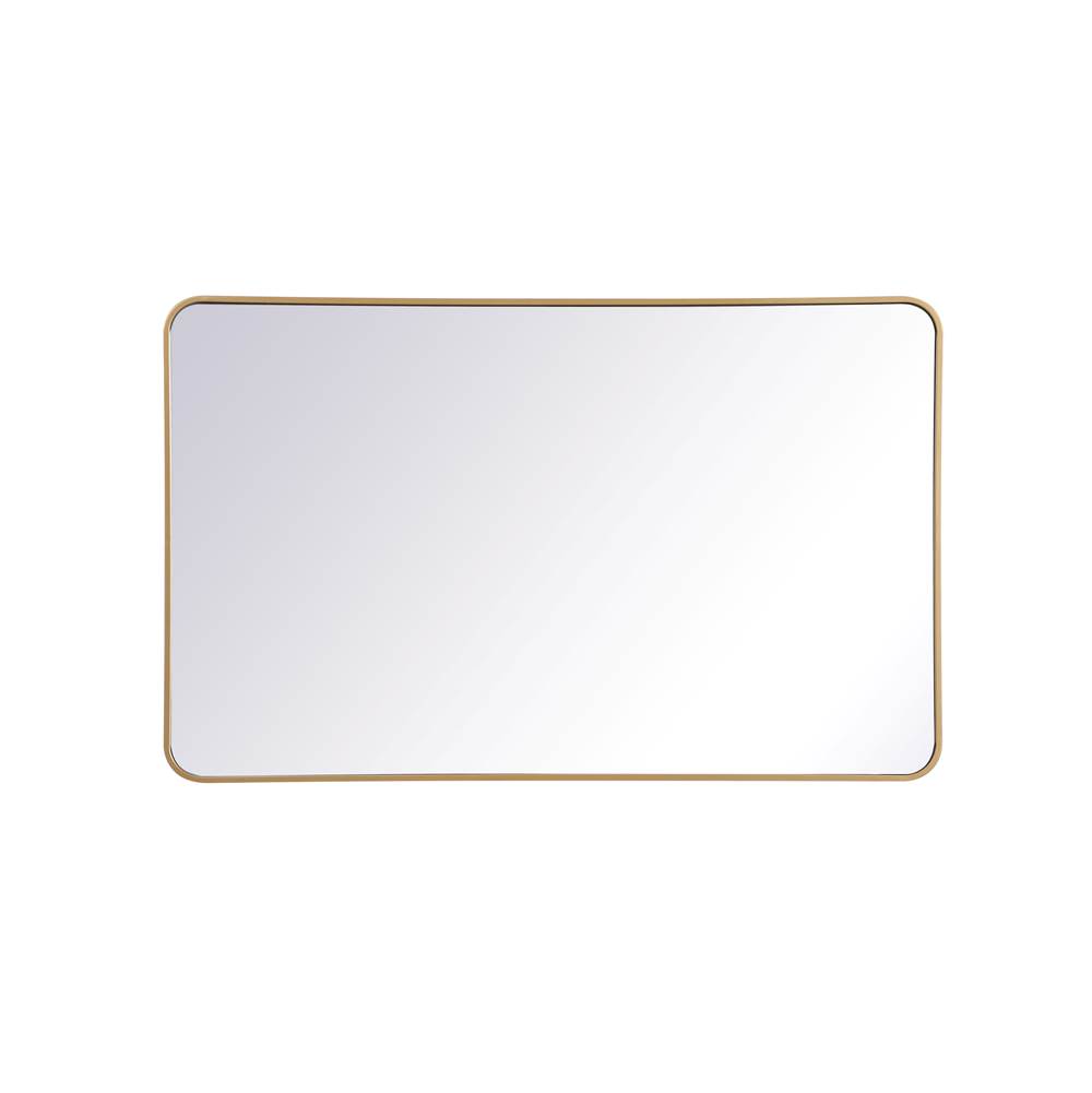 Elegant Lighting Evermore Soft Corner Metal Rectangular Mirror 30X48 Inch In Brass