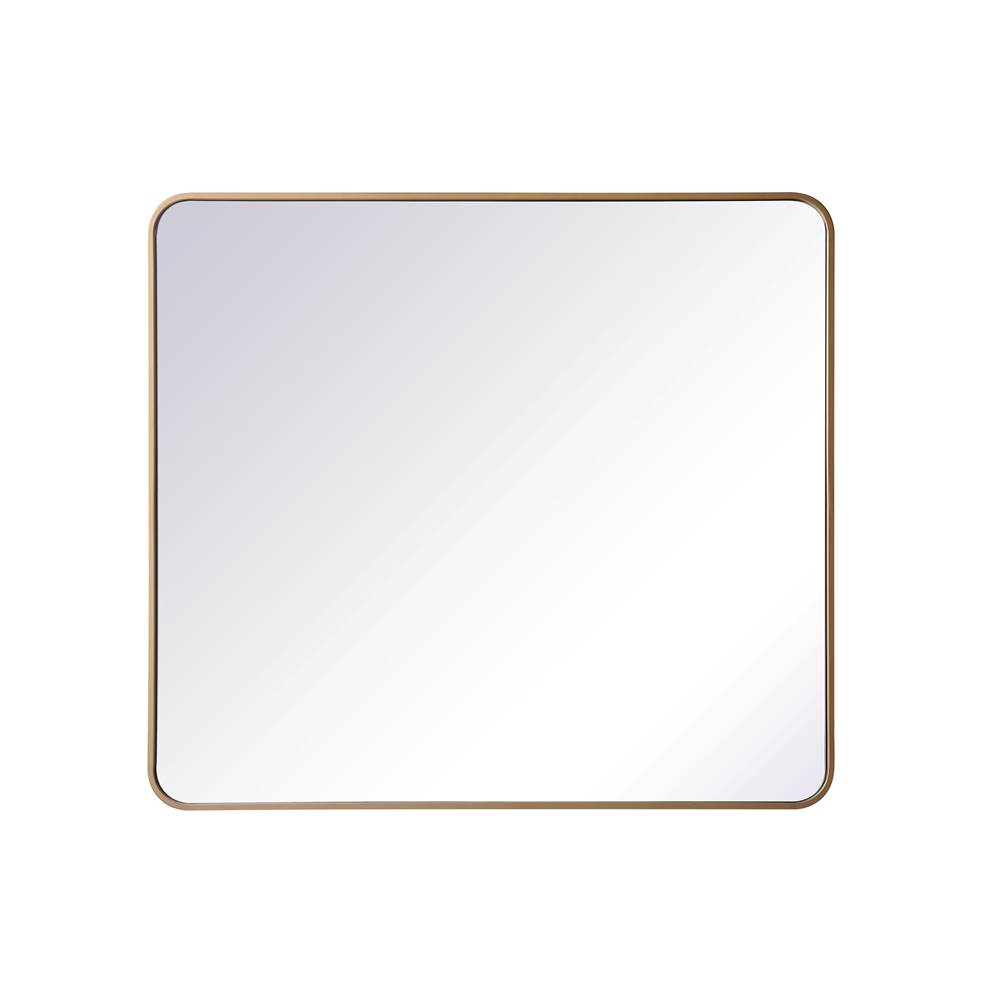 Elegant Lighting Evermore Soft Corner Metal Rectangular Mirror 36X40 Inch In Brass