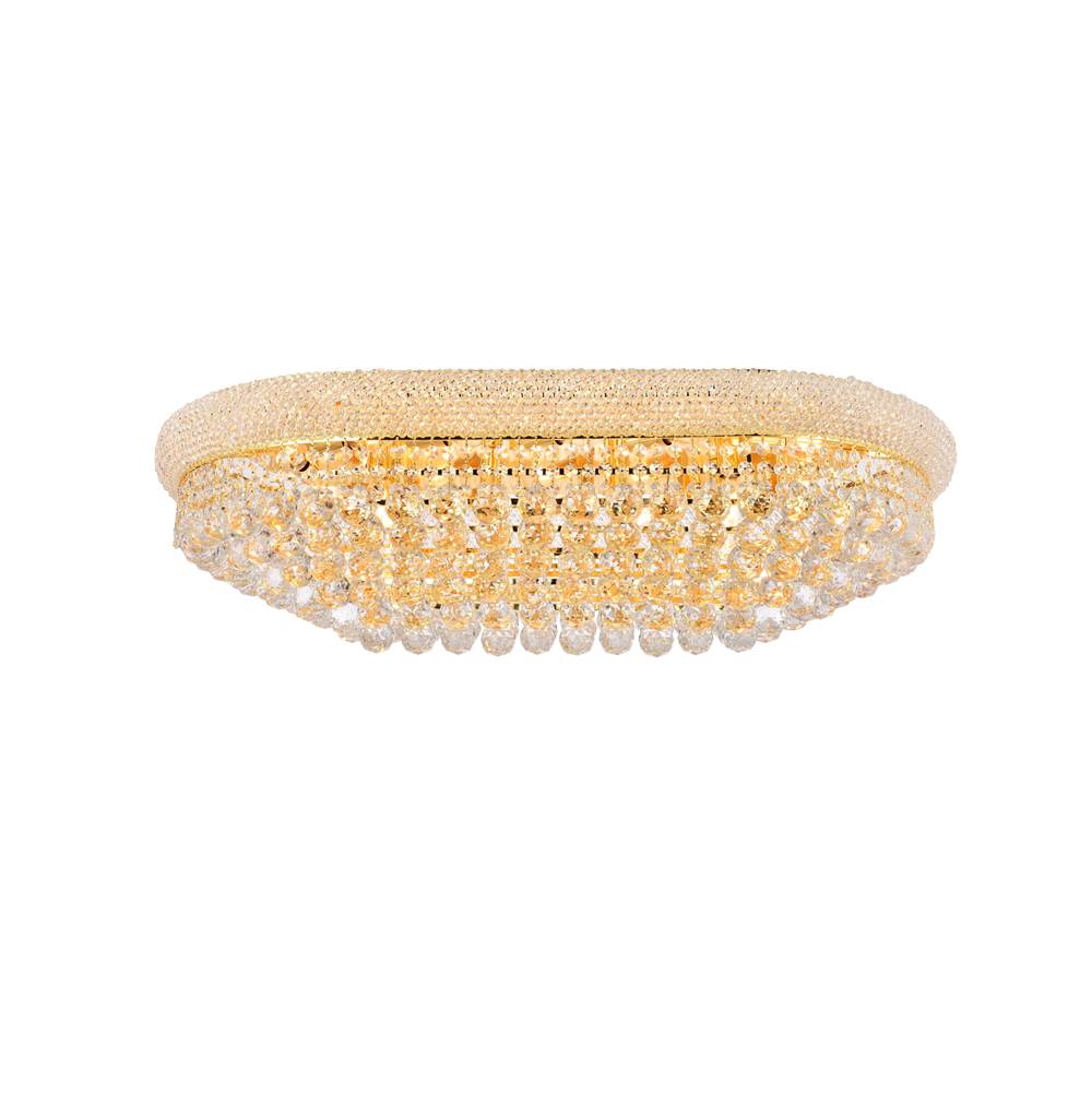 Elegant Lighting Primo 18 Light Gold Flush Mount Clear Royal Cut Crystal