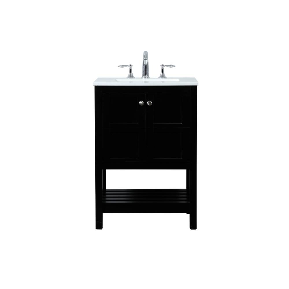 Elegant Lighting Theo 24 Inch Single Bathroom Vanity In Black