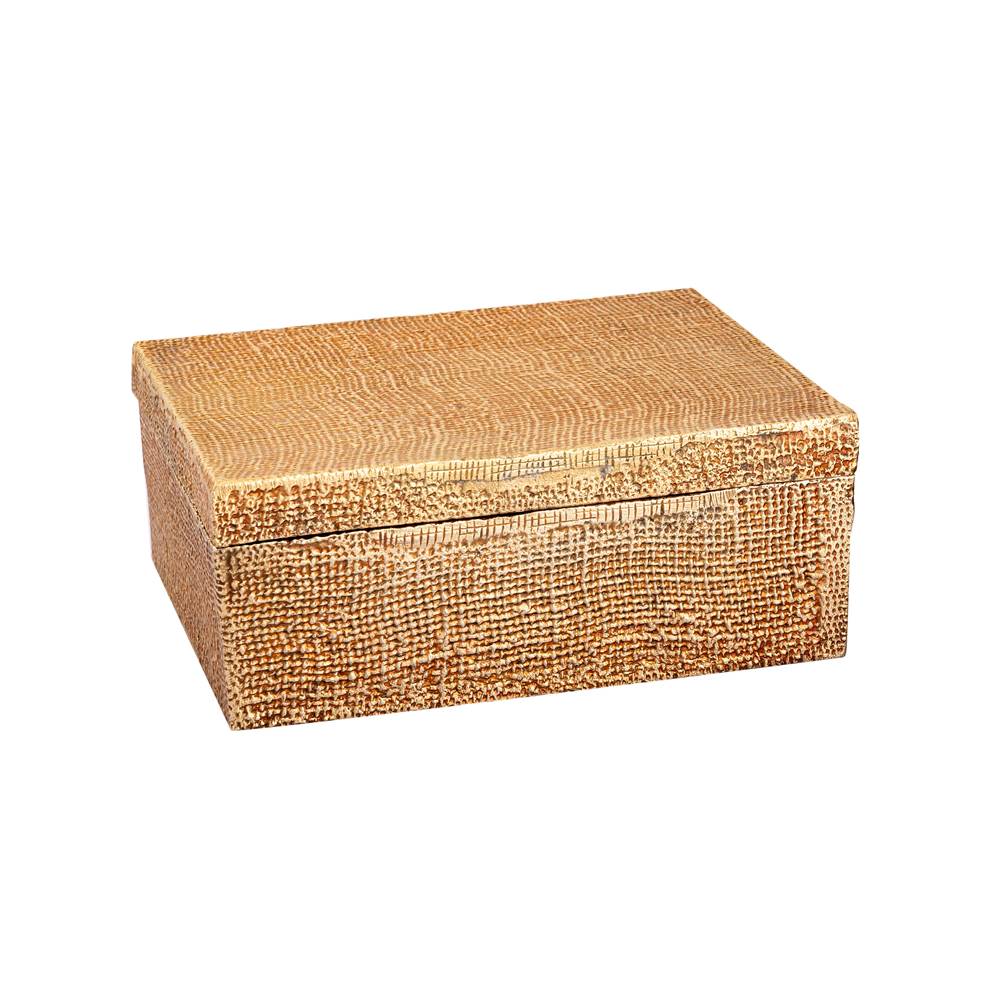 Elk Home Square Linen Texture Box - Small Brass