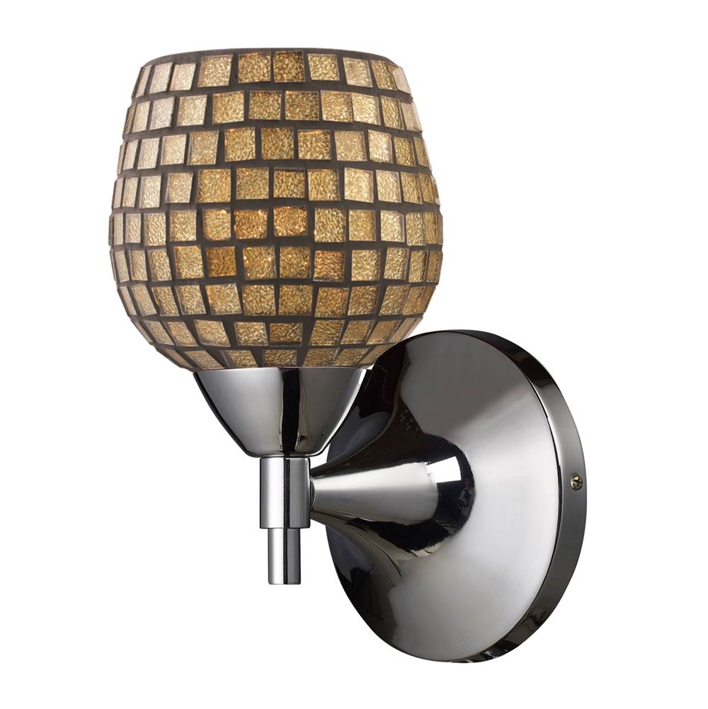 Elk Lighting Celina 1-Light Wall Lamp in Polished Chrome With Gold Mosaic Glass