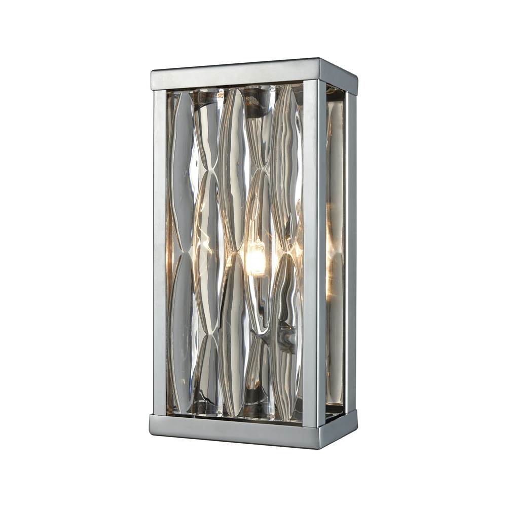 Elk Lighting Riverflow 1-Light Vanity Sconce in Polished Chrome With Stacked River Stone Glass