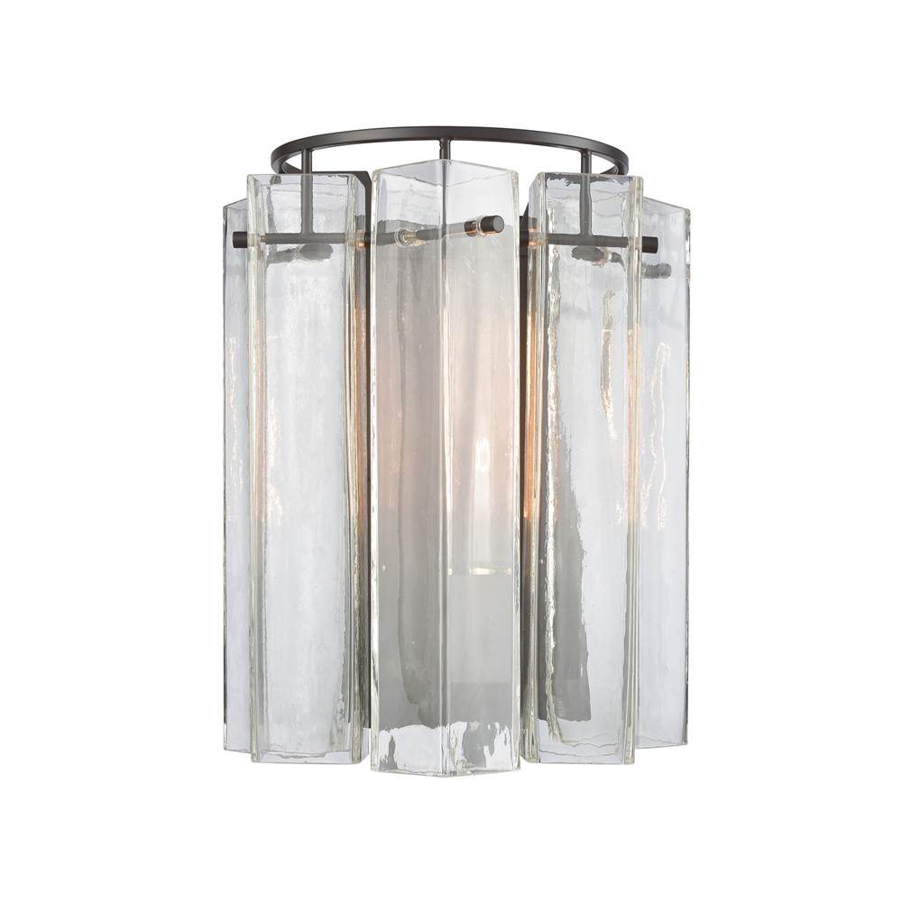 Elk Lighting Cubic Glass 1-Light Sconce in Oil Rubbed Bronze With Clear Glass Square Tubes