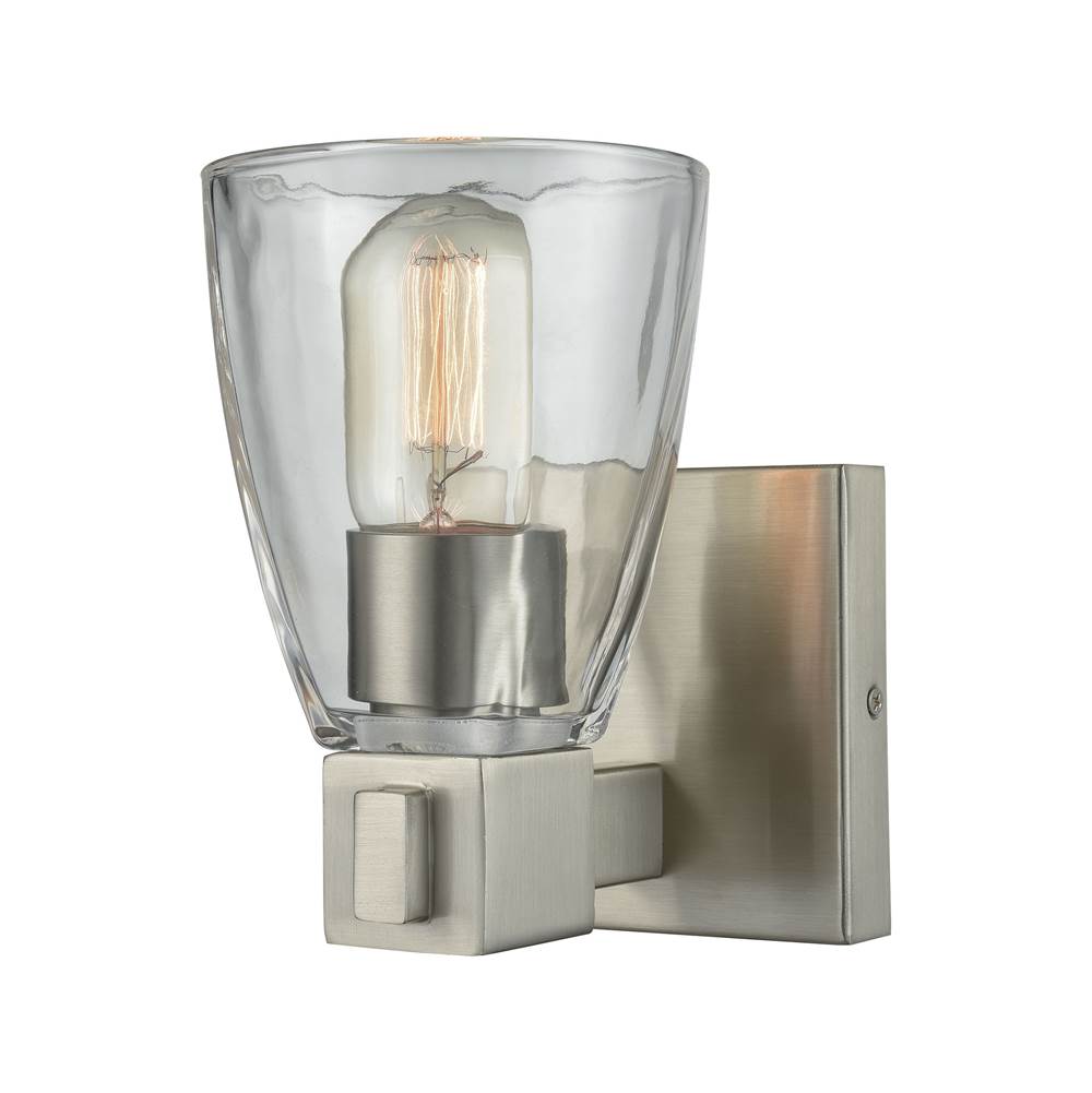 Elk Lighting Ensley 1-Light Vanity Lamp in Satin Nickel With Square-To-Round Clear Glass