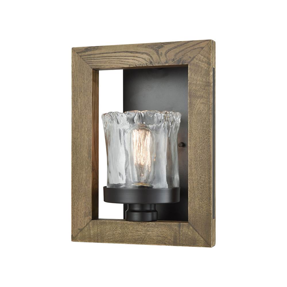 Elk Lighting Timberwood 1-Light Wall Lamp in Oil Rubbed Bronze With Clear Hand-Formed Glass
