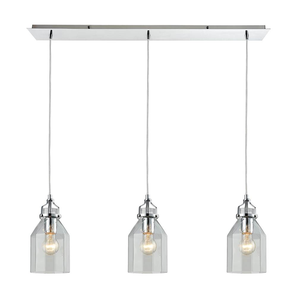 Elk Lighting Danica 36'' Wide 3-Light Pendant - Polished Chrome with Clear Glass