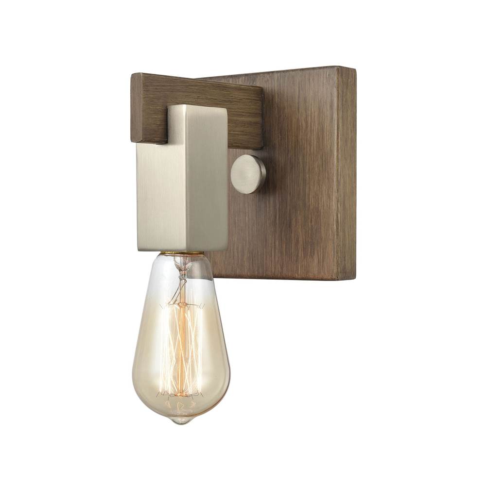 Elk Lighting Axis 1-Light Vanity Light in Light Wood and Satin Nickel