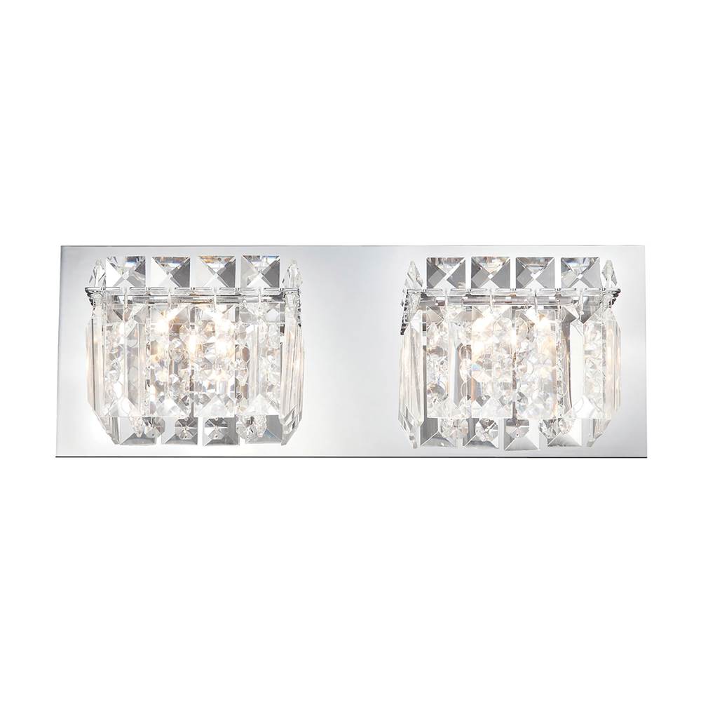 Elk Lighting Crown 2-Light Vanity Sconce in Chrome With Clear Crystal