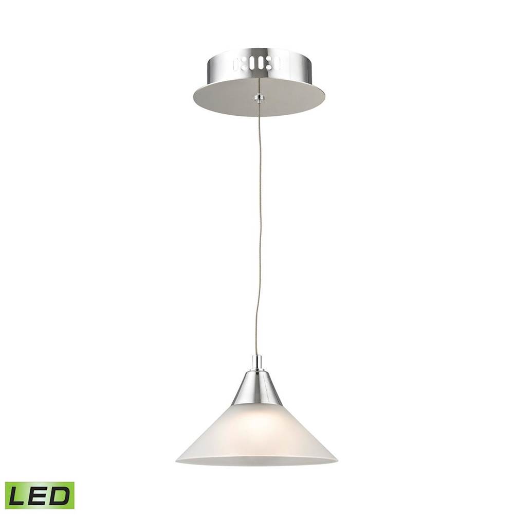 Elk Lighting Cono Single LED Pendant Complete With White Glass Shade and Holder