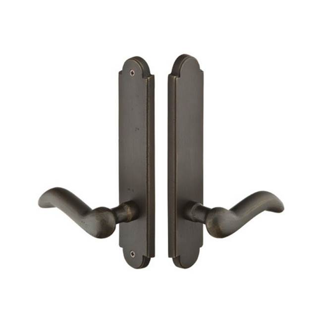 Emtek Multi Point C3, Non-Keyed American T-turn IS, Arched Style, 2'' x 10'', Cimarron Lever, RH, MB
