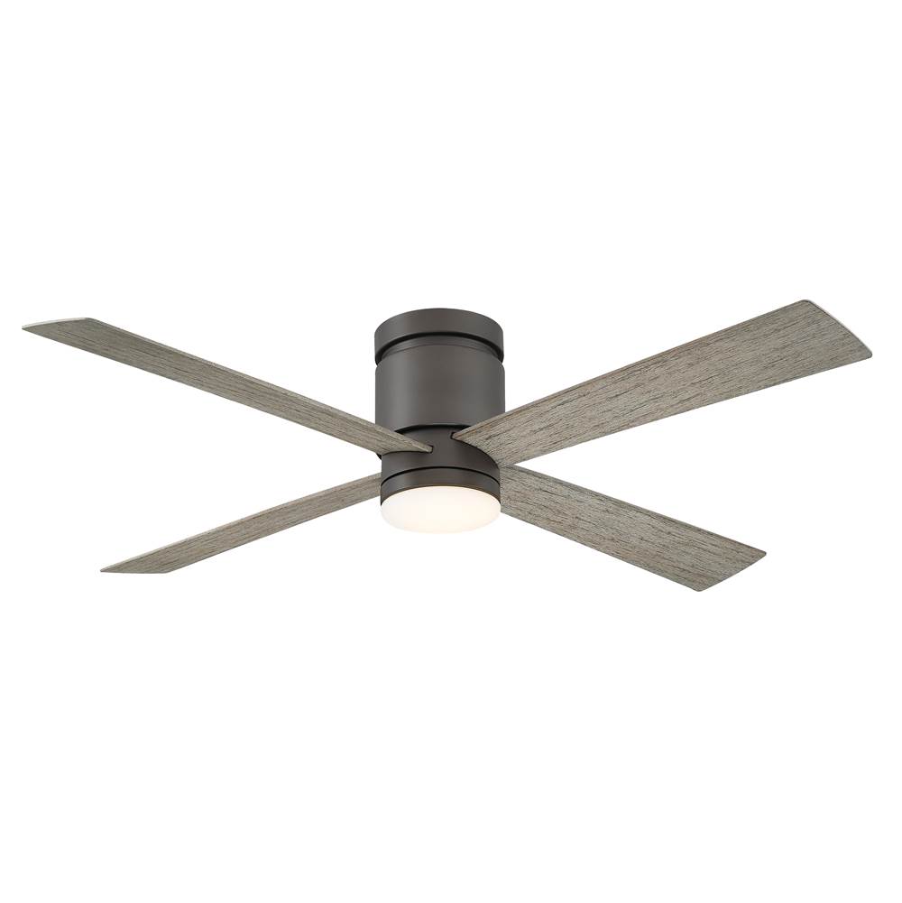 Fanimation Kwartet 52 inch Indoor/Outdoor Ceiling Fan with Weathered Wood Blades and LED Light Kit - Matte Greige