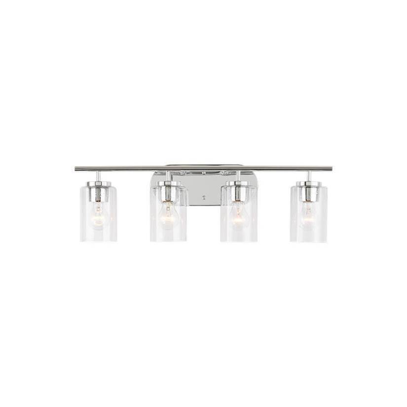 Generation Lighting Oslo Dimmable 4-Light Wall Bath Sconce In A Chrome Finish With Clear Seeded Glass Shade