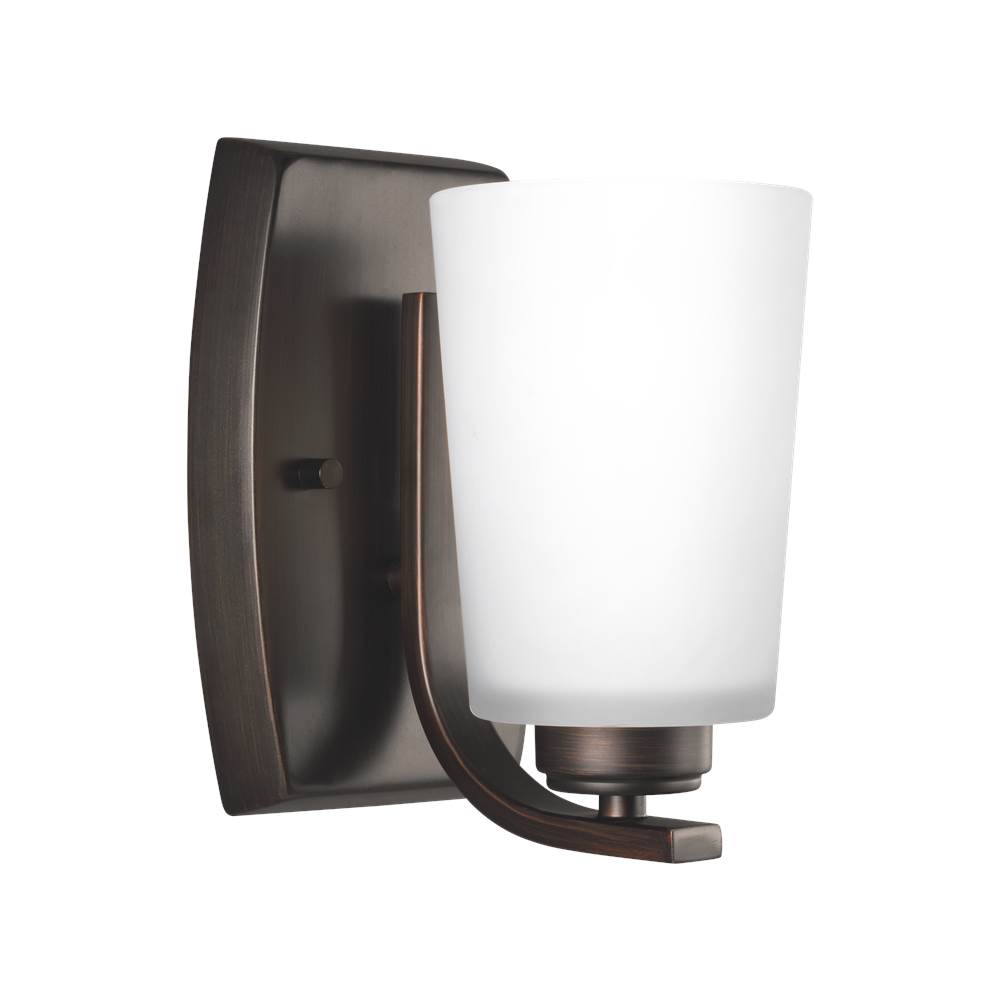 Generation Lighting Franport Transitional 1-Light Led Indoor Dimmable Bath Vanity Wall Sconce In Bronze Finish With Etched White Glass Shade