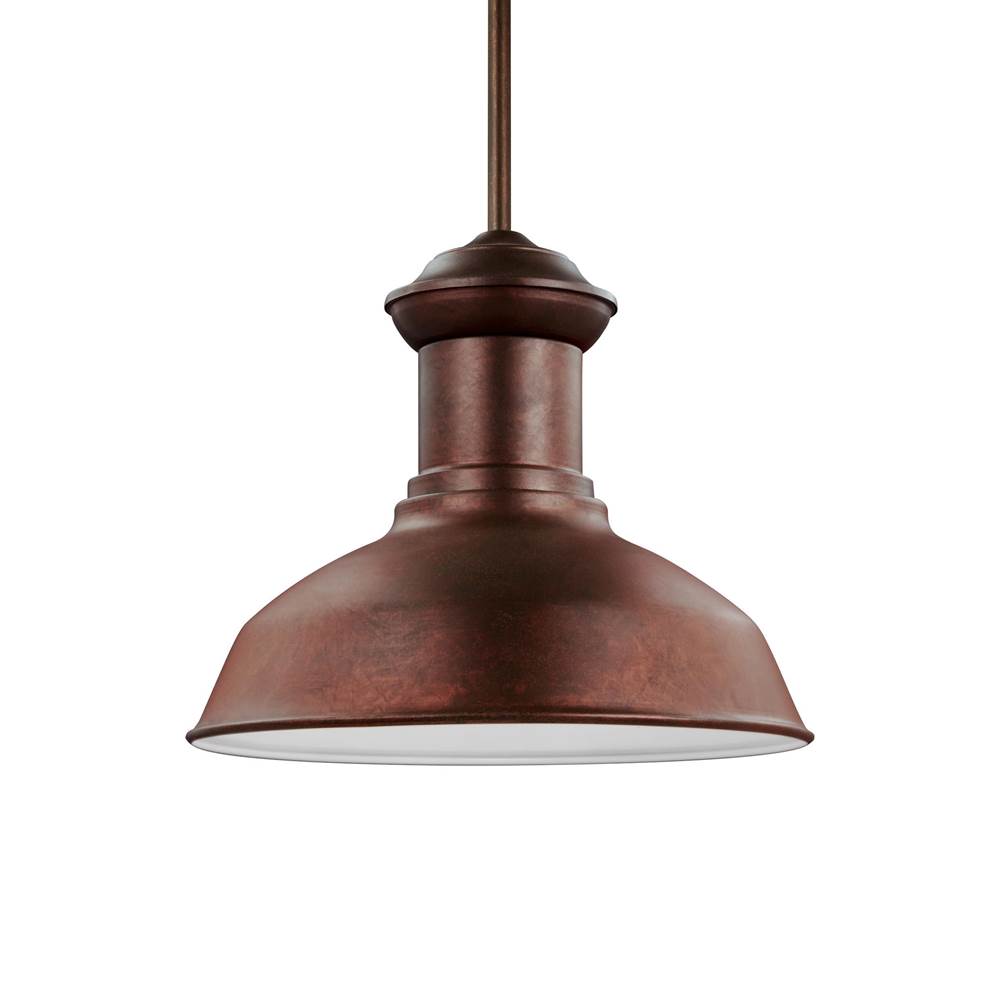 Generation Lighting Fredricksburg Traditional 1-Light Led Outdoor Exterior Dark Sky Compliant Led Outdoor Ceiling Hanging Pendant In Weathered Copper Finish