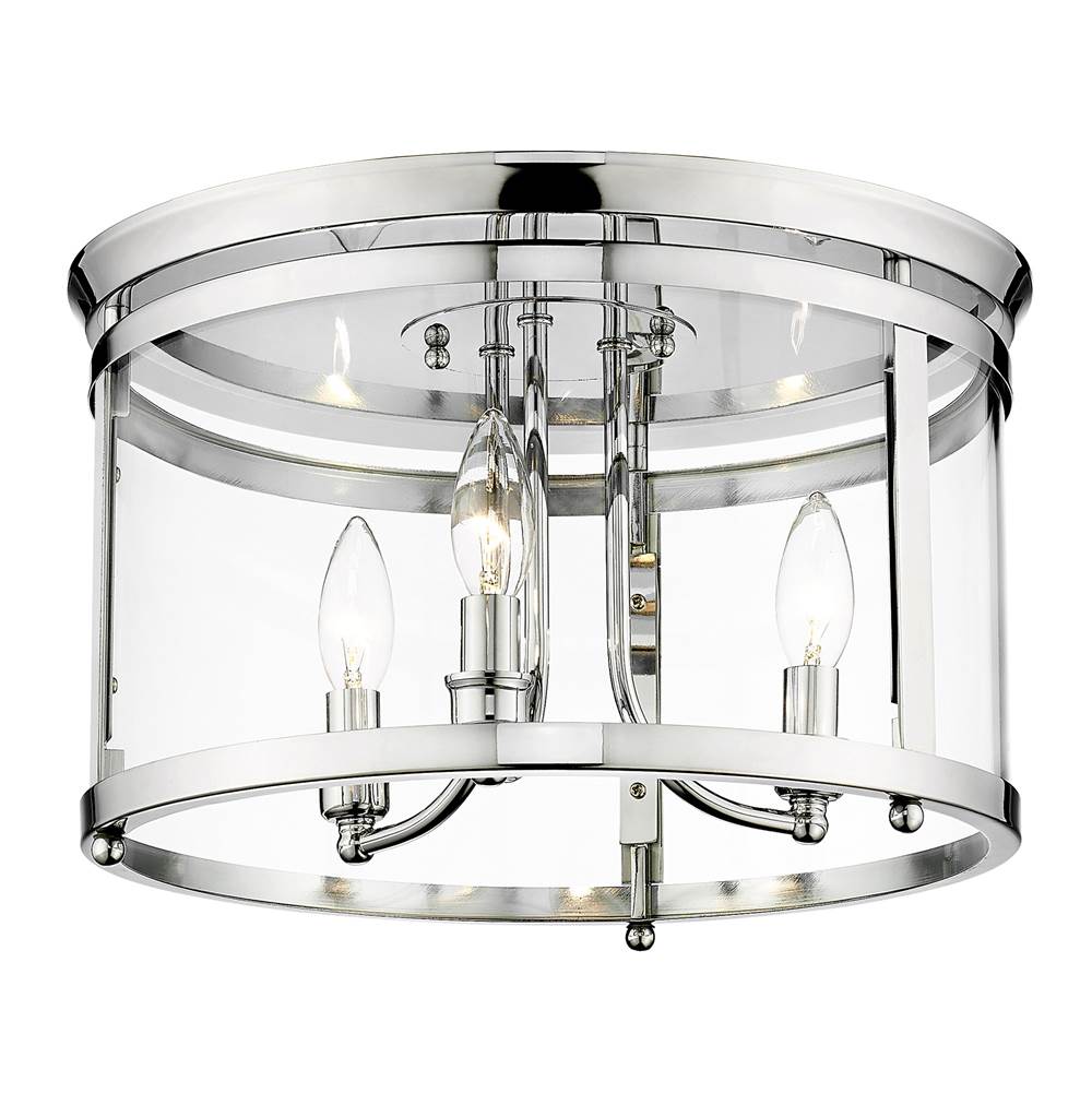 Golden Lighting Payton Flush Mount in Chrome with Clear Glass