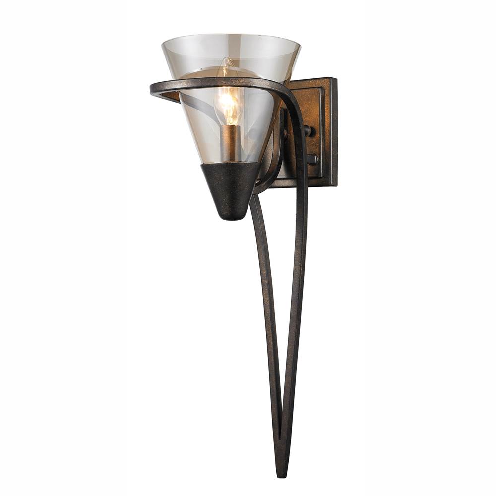 Golden Lighting Olympia 1 Light Wall Sconce in Burnt Sienna with Baltic Amber Glass