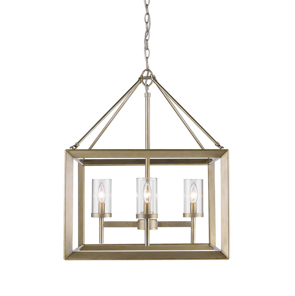 Golden Lighting Smyth 4 Light Chandelier in White Gold with Clear Glass