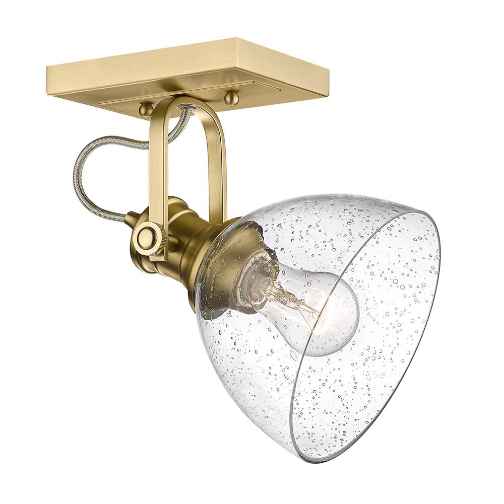 Golden Lighting Hines BCB Semi-Flush in Brushed Champagne Bronze with Seeded Glass Shade