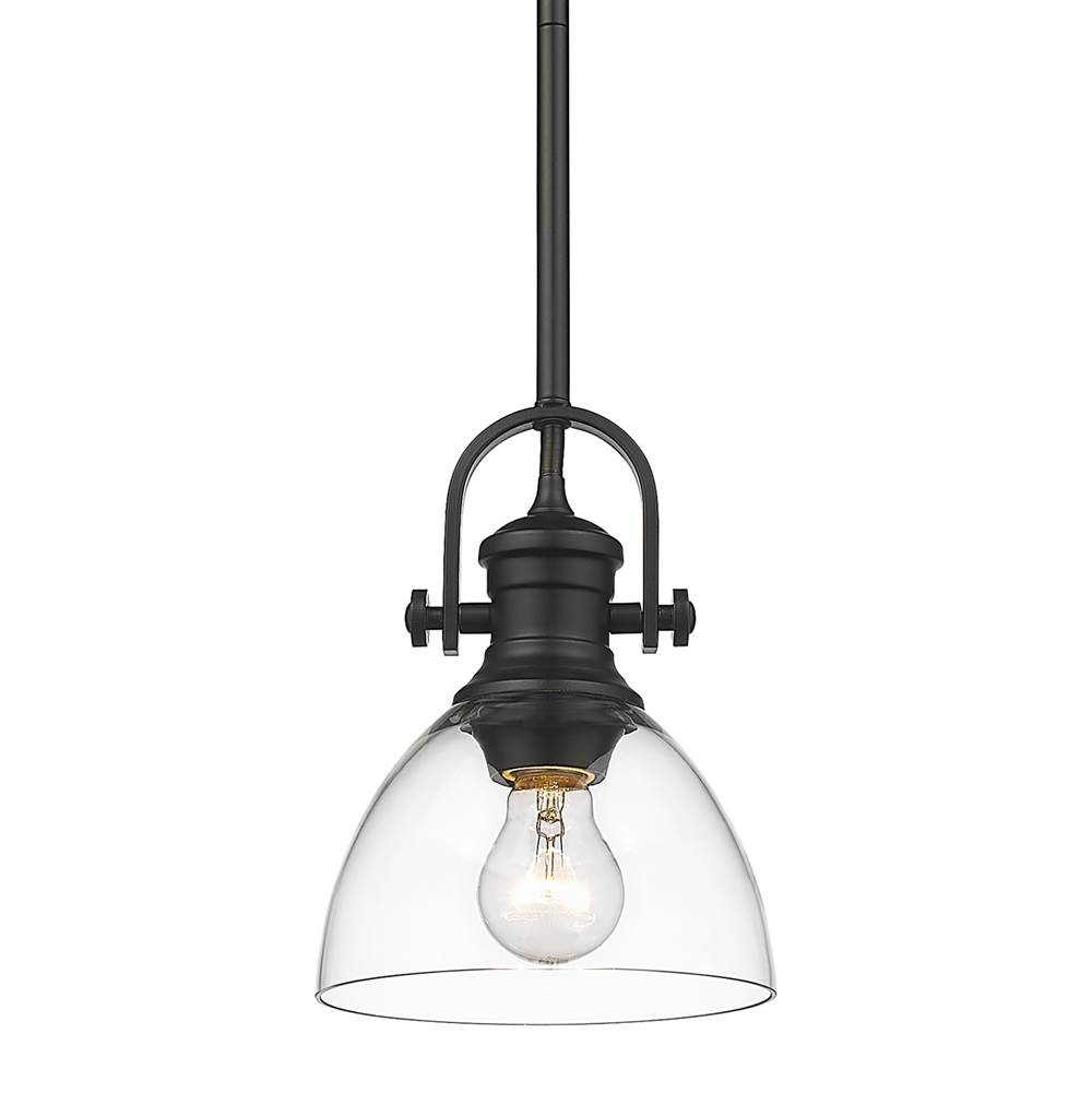 Golden Lighting Hines 1-Light Mini Pendant in Matte Black with Clear Glass