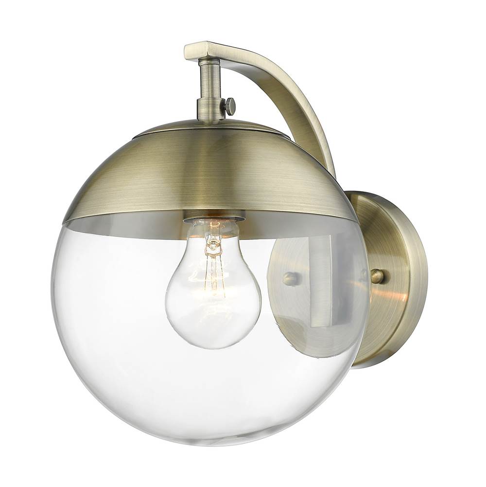 Golden Lighting Dixon Sconce in Aged Brass with Clear Glass and Aged Brass Cap