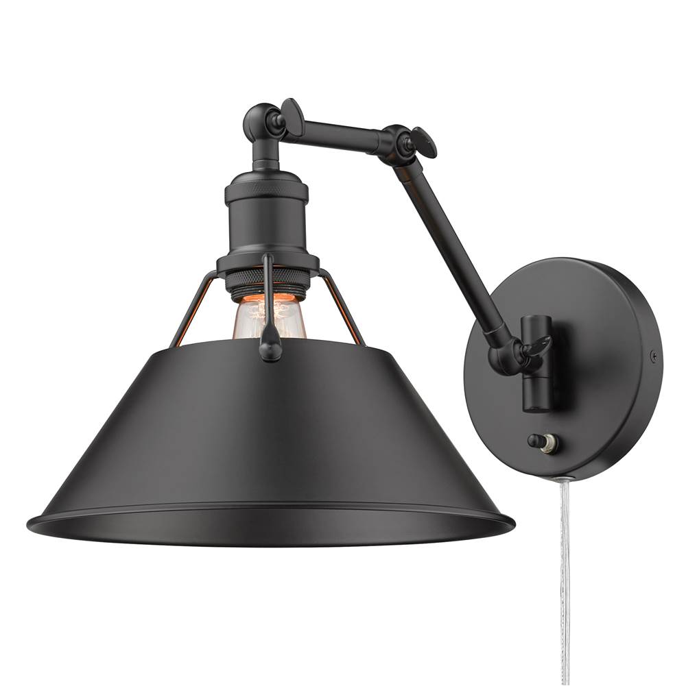 Golden Lighting Orwell BLK Articulating 1 Light Wall Sconce with Matte Black Shade