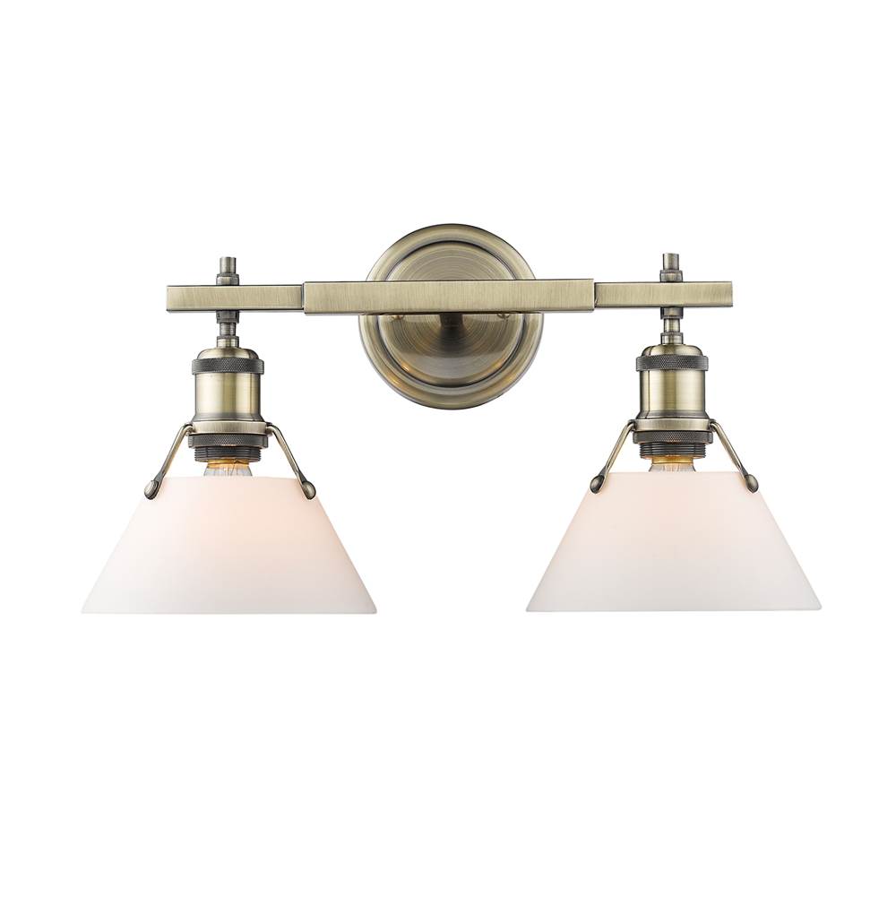 Golden Lighting Orwell AB 2 Light Bath Vanity in Aged Brass with Opal Glass Shade