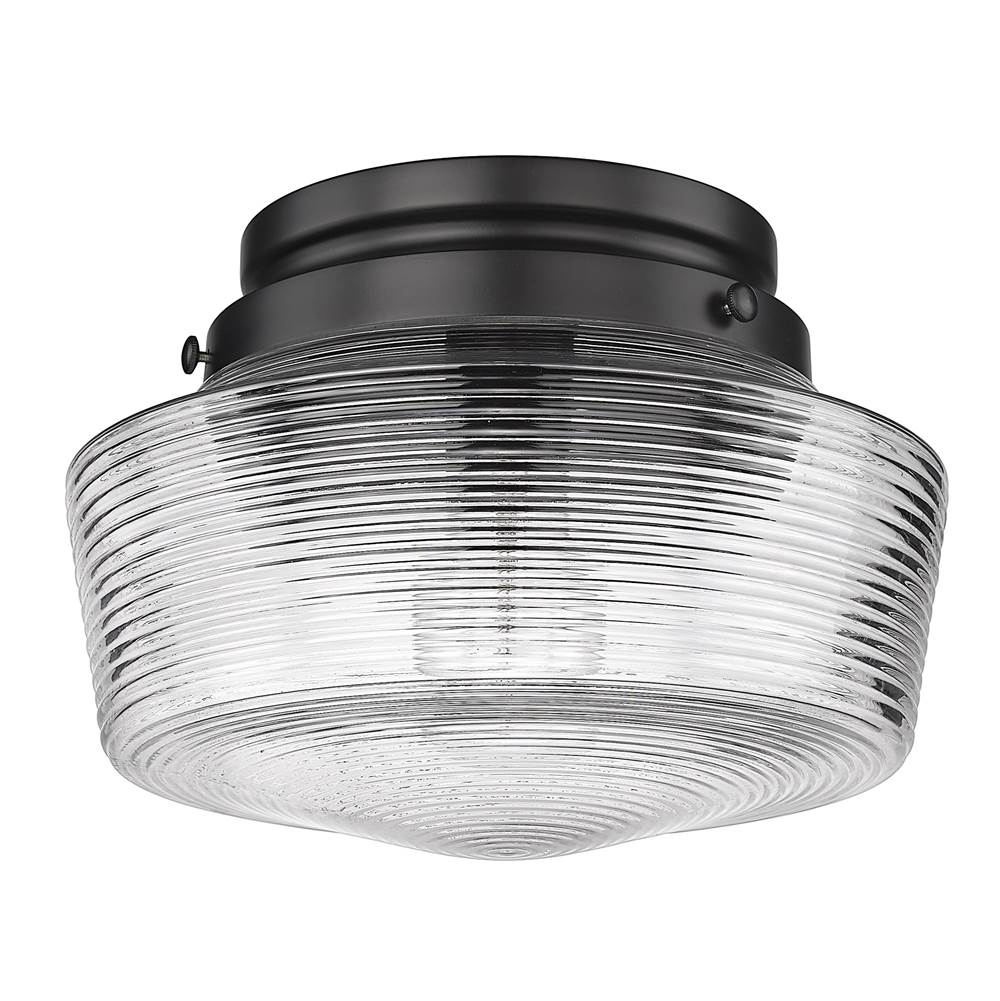Golden Lighting Holloway Flush Mount in Matte Black with Clear Glass Shade