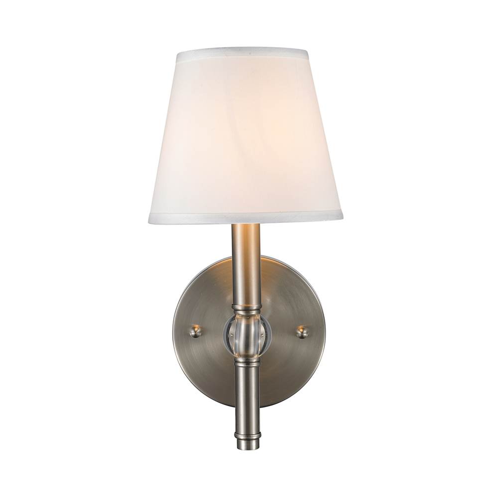 Golden Lighting Waverly 1 Light Wall Sconce in Pewter with Classic White Shade