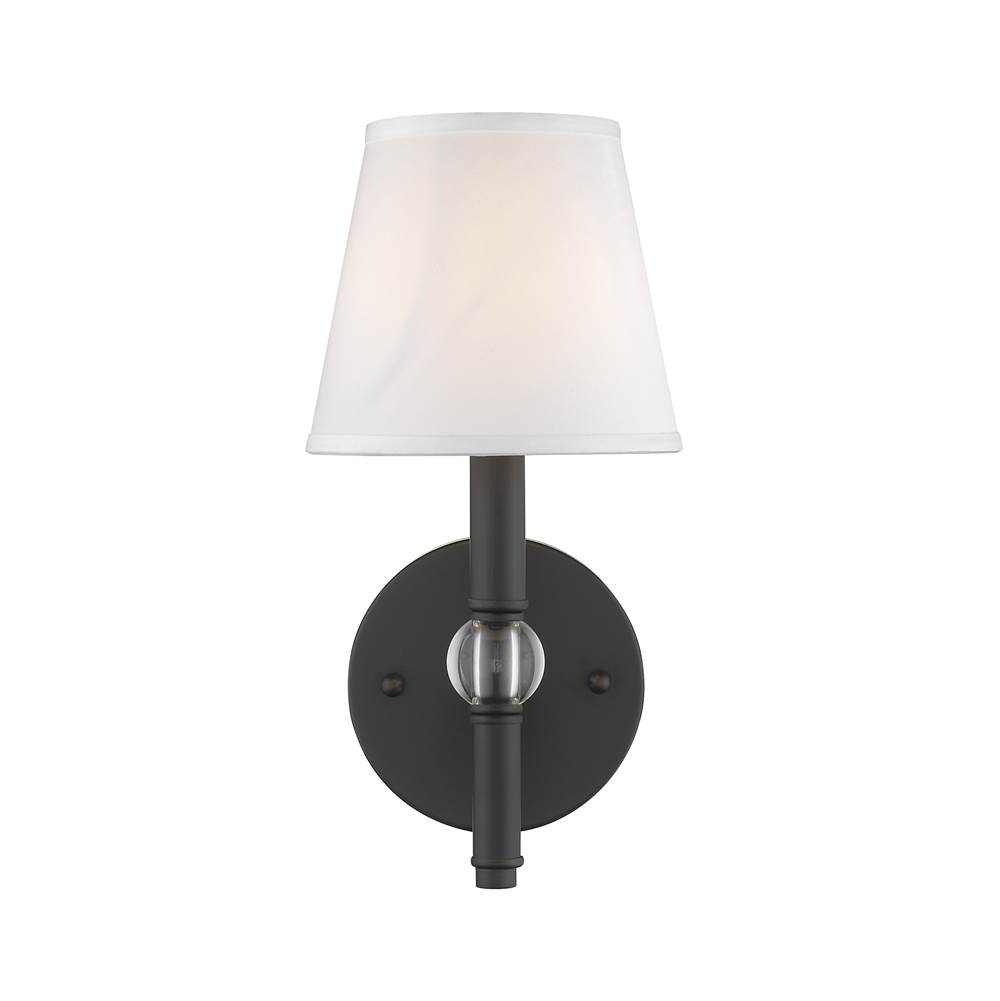 Golden Lighting Waverly 1 Light Wall Sconce in Rubbed Bronze with Classic White Shade