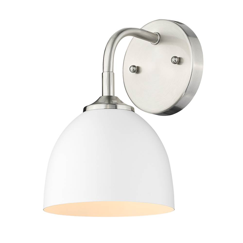 Golden Lighting Zoey 1-Light Wall Sconce in Pewter with Matte White Shade