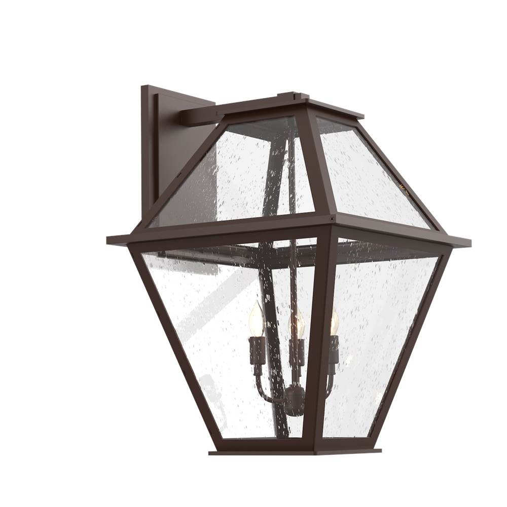 Hammerton Studio Terrace Candleabra Lantern-Statuary Bronze-Clear Seeded Glass