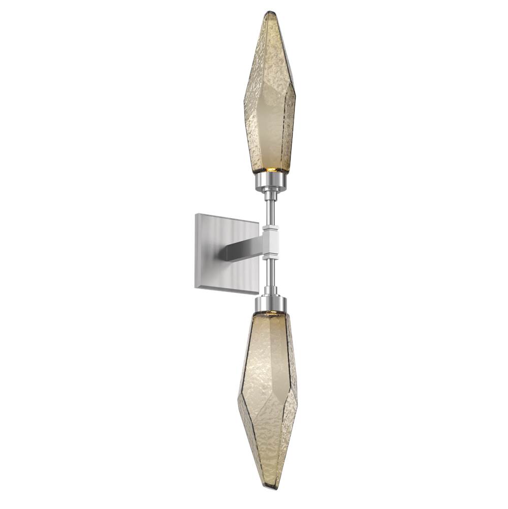Hammerton Studio Rock Crystal Double Sconce-Satin Nickel-Chilled Blown Glass