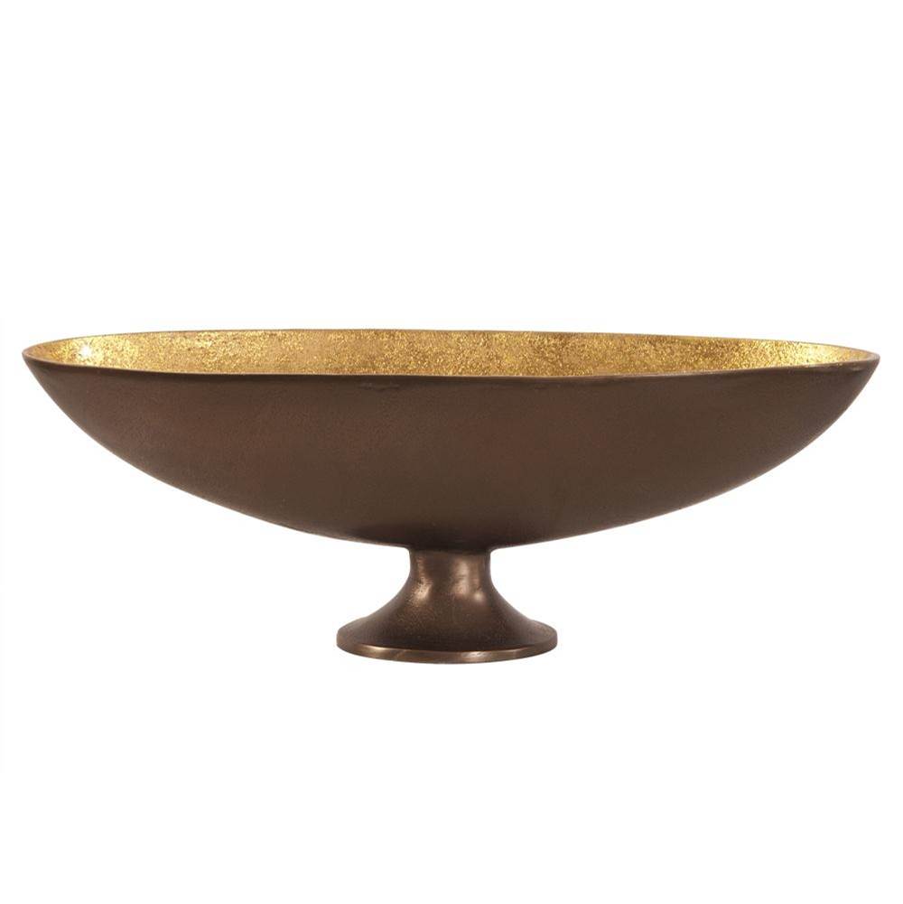 Howard Elliott Oblong Bronze Footed Bowl with Gold Luster - Medium
