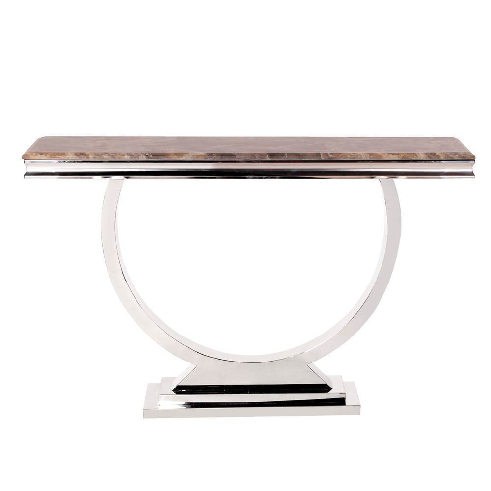 Howard Elliott Stainless Steel Console Table with Stone Top with Faux Marble Finish