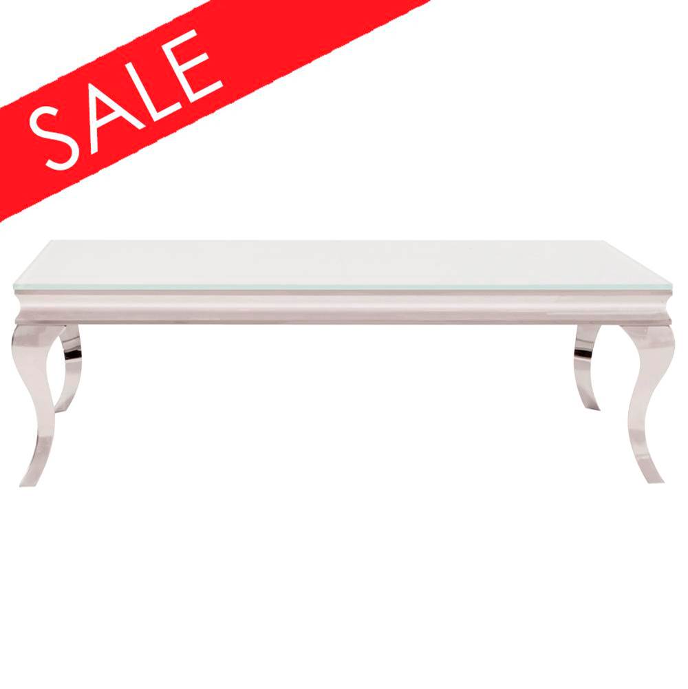 Howard Elliott Stainless Steel Coffee Table with Thick Tempered Glass Top