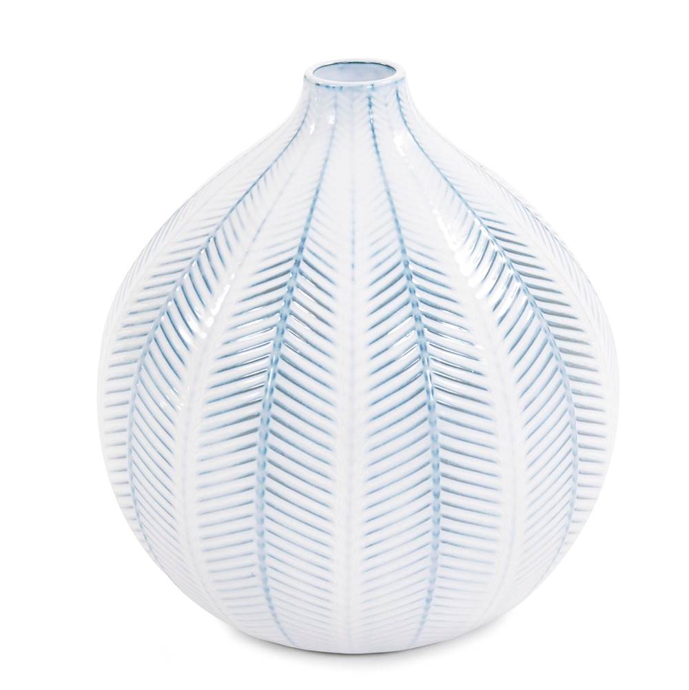 Howard Elliott Howard Elliott Blue and White Chevron Ceramic Globe Vase Large