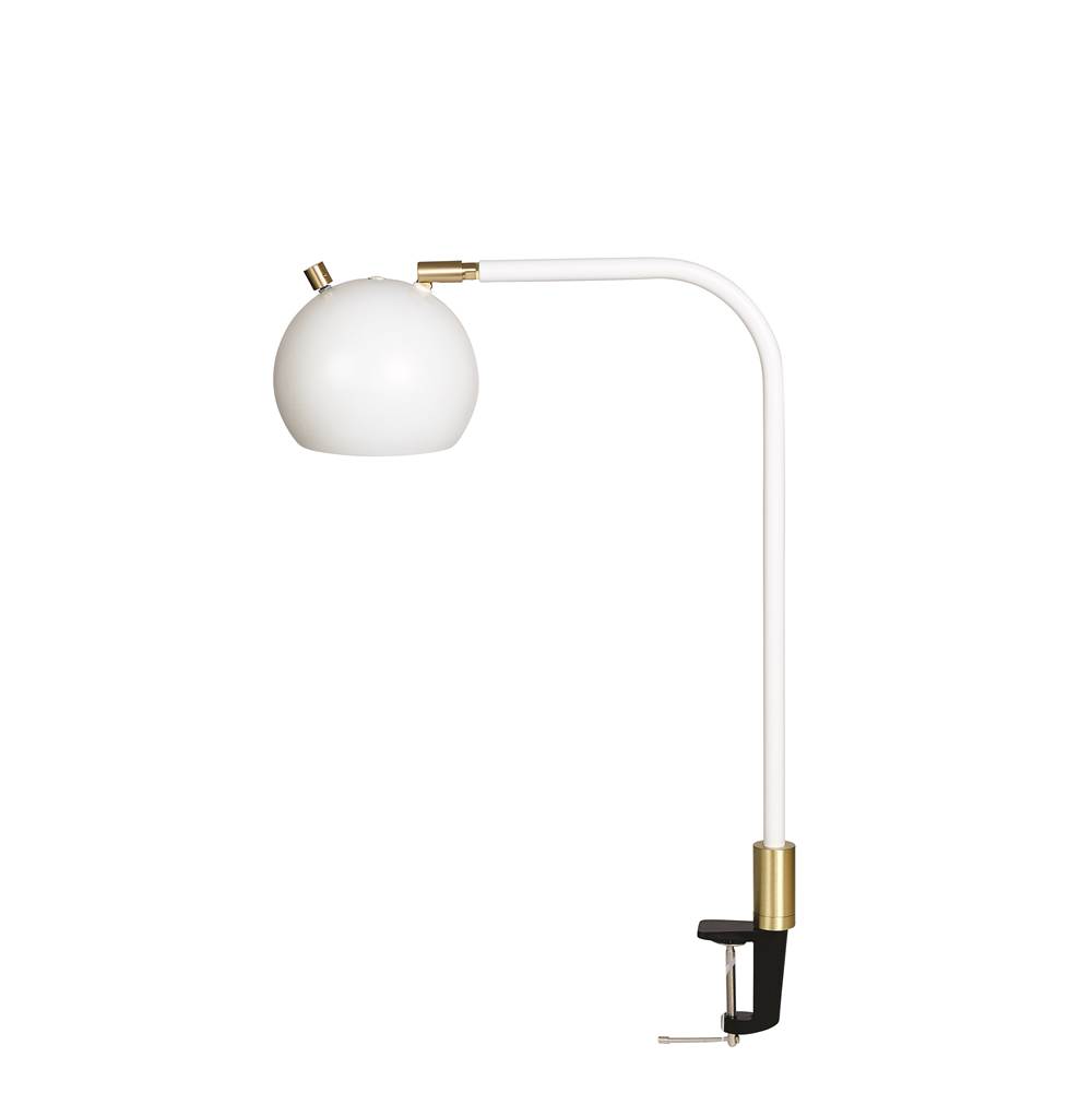 House Of Troy Aria Clip On Table Lamp Round Globe White/Satin Brass