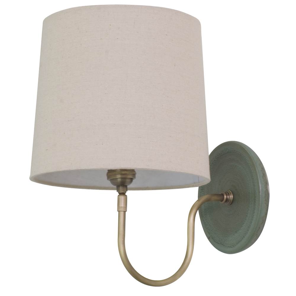 House Of Troy Scatchard Wall Lamp in Green Matte with Antique Brass Accents