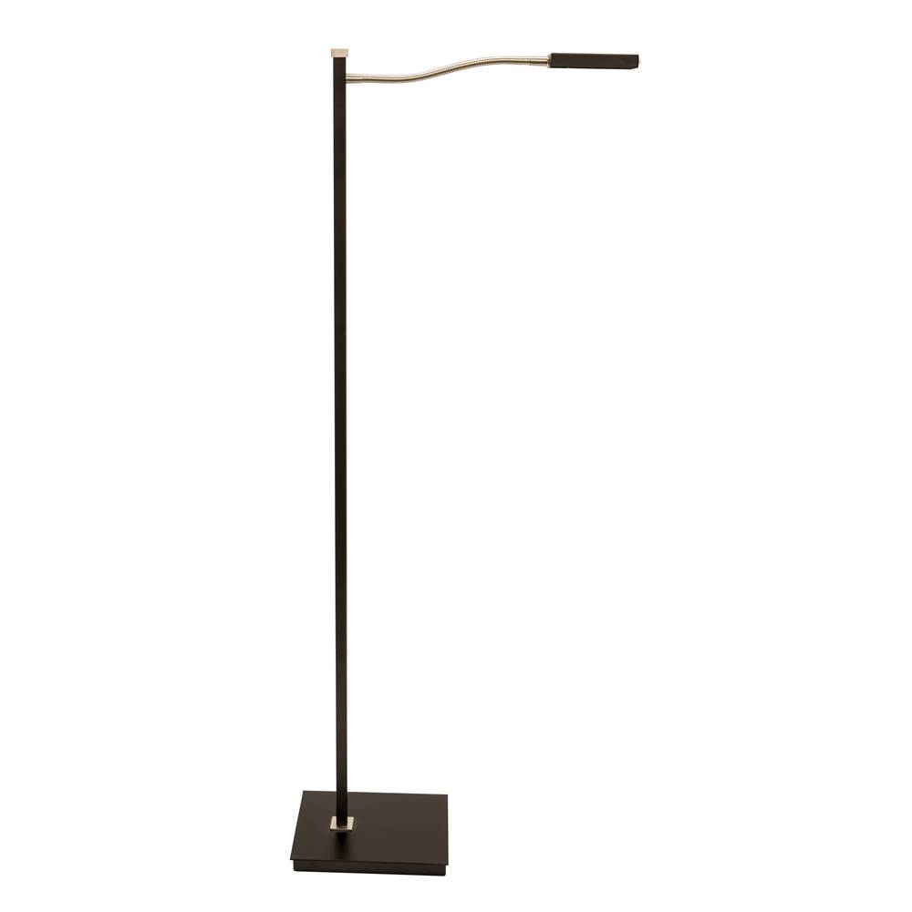 House Of Troy 52'' Lewis LED Gooseneck Floor Lamp in Black with Satin Nickel
