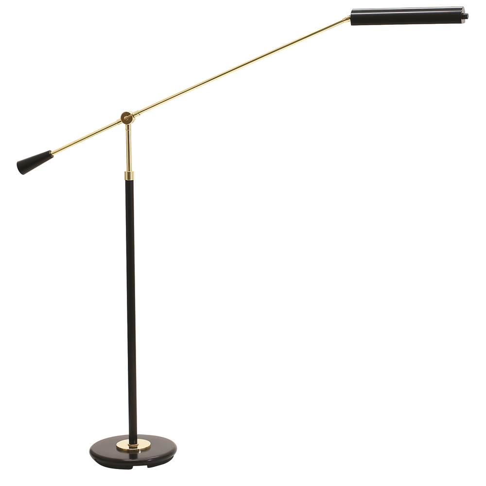 House Of Troy Grand Piano Counter Balance LED Floor Lamp in Black with Polished Brass Accents