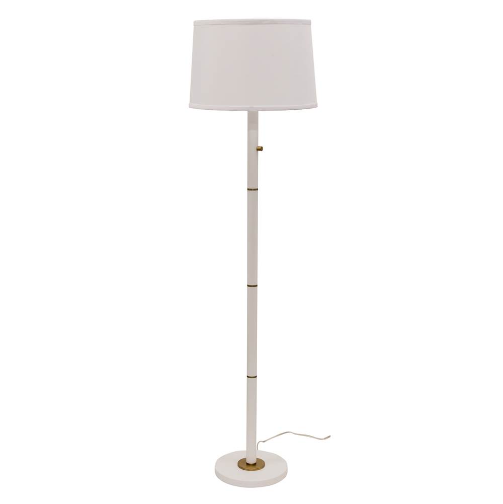 House Of Troy Rupert three way floor lamp in white with weathered brass accents