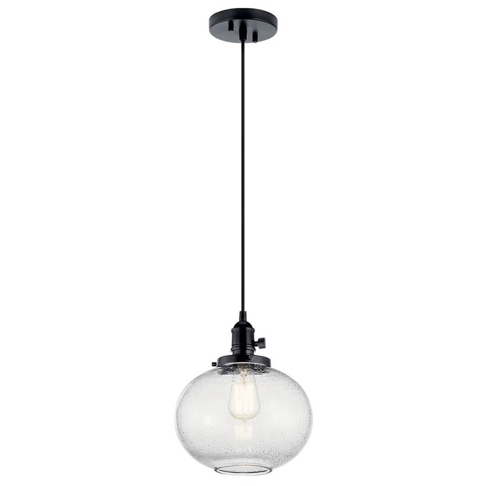 Kichler Lighting Avery 11.25 Inch 1 Light Mini Pendant with Clear Seeded Glass in Black