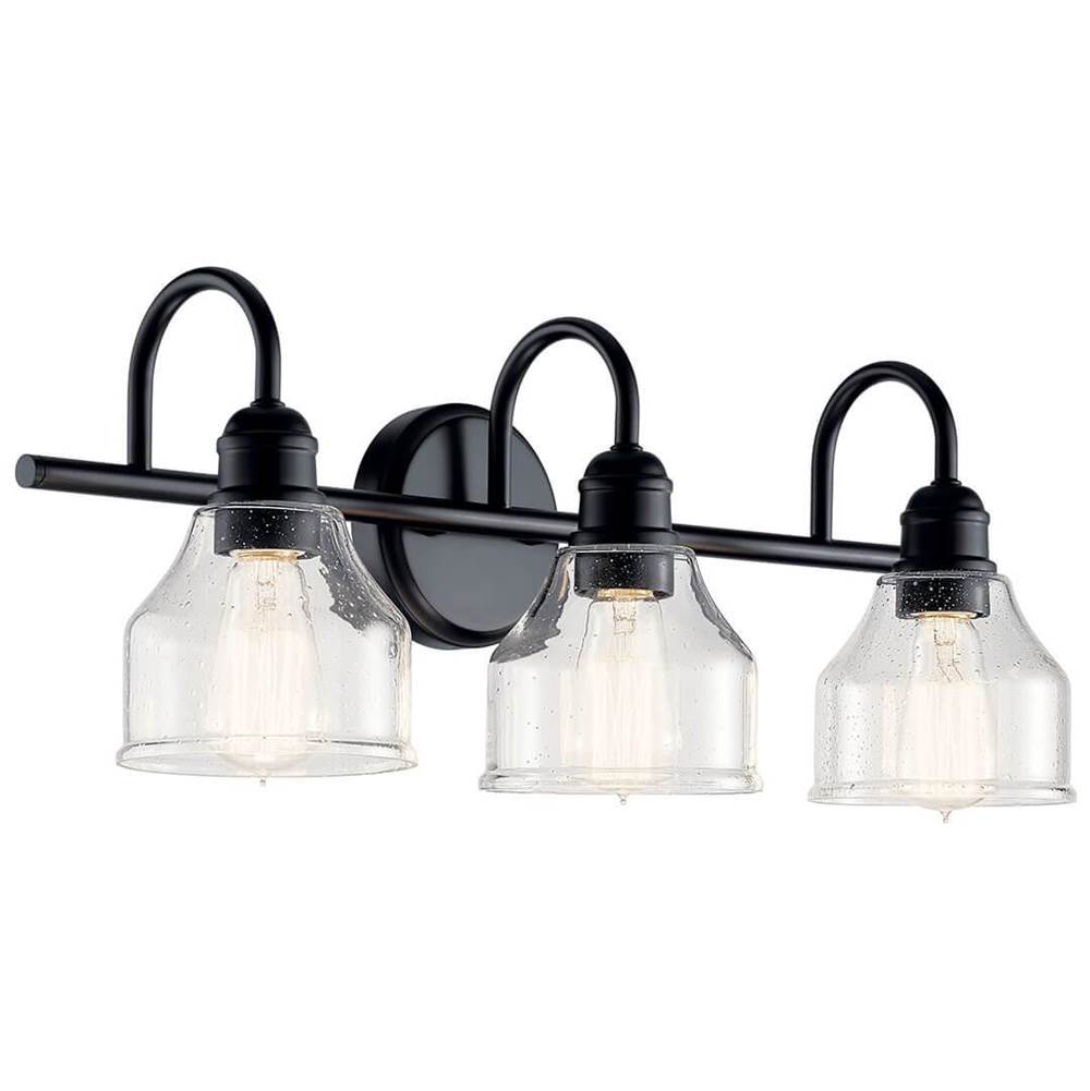 Kichler Lighting Avery 24 Inch 3 Light Vanity Light with Clear Seeded Glass in Black