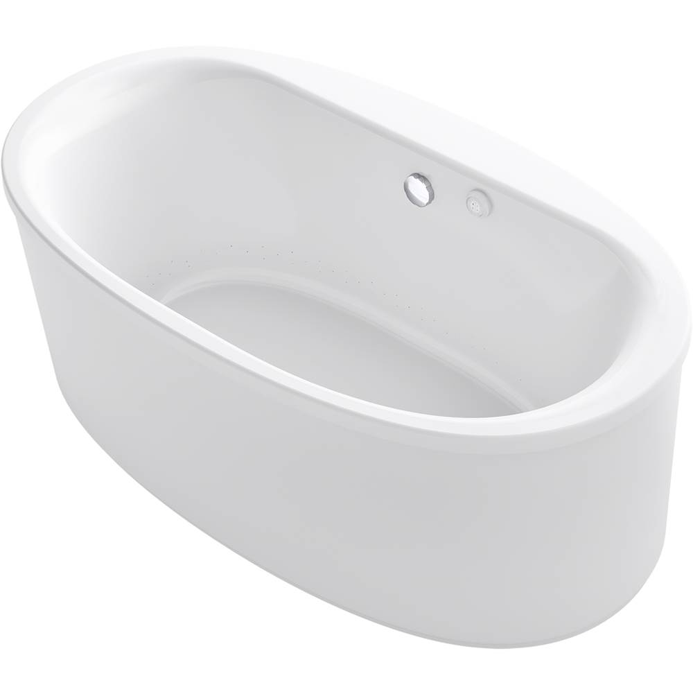 Kohler Sunstruck® 65-1/2'' x 35-1/2'' freestanding Heated BubbleMassage™ air bath with Bask® heated surface and straight shroud