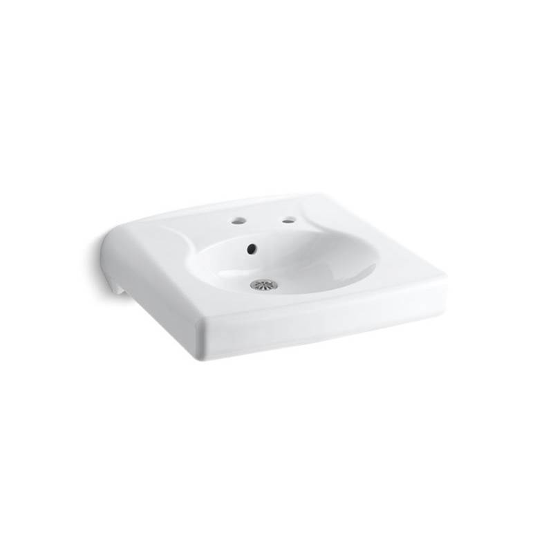 Kohler Brenham™ Wall-mounted or concealed carrier arm mounted commercial bathroom sink with single faucet hole and right-hand soap dispenser hole