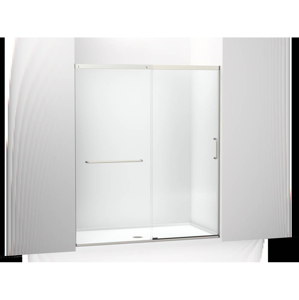 Kohler Elate™ Tall Sliding shower door, 75-1/2'' H x 62-1/4 - 65-5/8'' W, with heavy 5/16'' thick Crystal Clear glass
