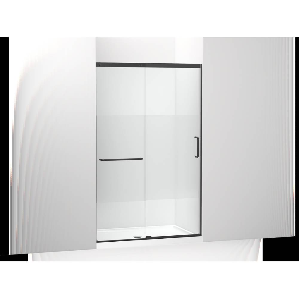 Kohler Elate™ Tall Sliding shower door, 75-1/2'' H x 44-1/4 - 47-5/8'' W, with heavy 5/16'' thick Crystal Clear glass with privacy band